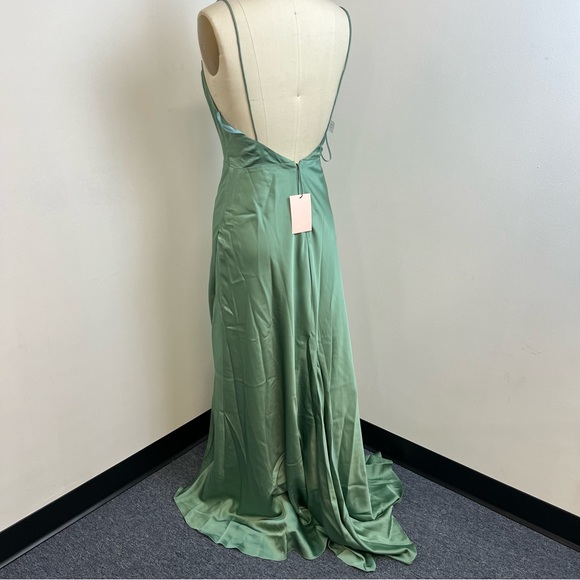 Fame and Partners Rosabel  Maxi green silk dress M75 - Picture 3 of 5